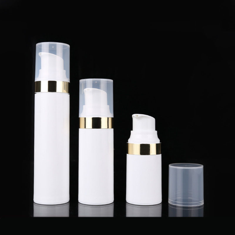 Cylindrical 15ML White PP Plastic Airless Pump Bottle W/ Snap Lotion Pump