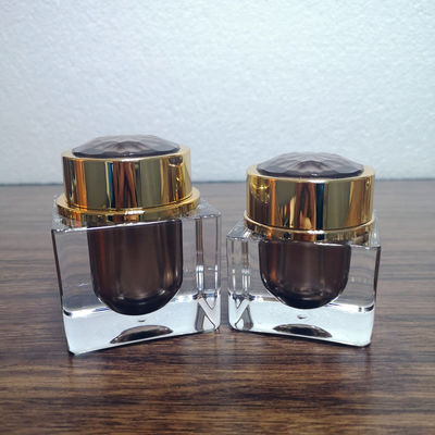 Hoge kwaliteit 15g 30g 50g bruin plastic PMMA acryl glood plating crème pot leverancier cosmetische verpakking